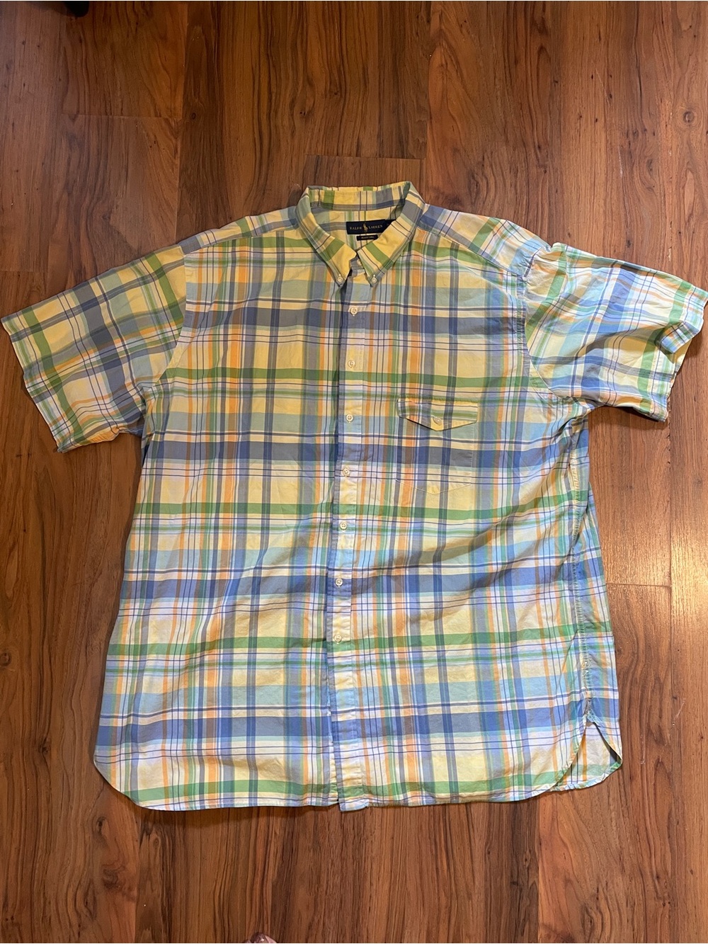 Ralph Lauren Shirt Mens  Beach Twill Plaid Short Sleeve Button Up Size 3XLT